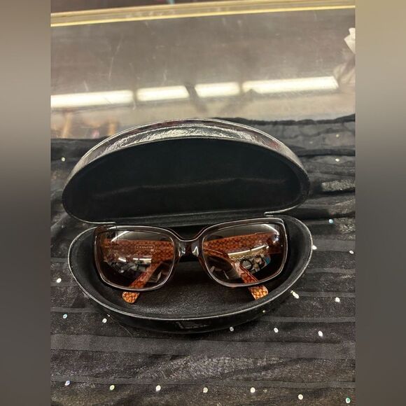 COACH Sunglasses with Case - Black / Brown - Picture 1 of 12